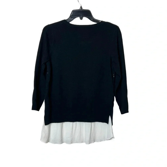 1641. ANTHROPOLOGIE ANGEL OF THE NORTH DOVIE LAYERED SWEATER BLACK/WHITE SIZE SM - Picture 8 of 11